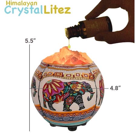 Ethnic Elephant Salt Lamp Diffuser With Ul Listed Dimmer