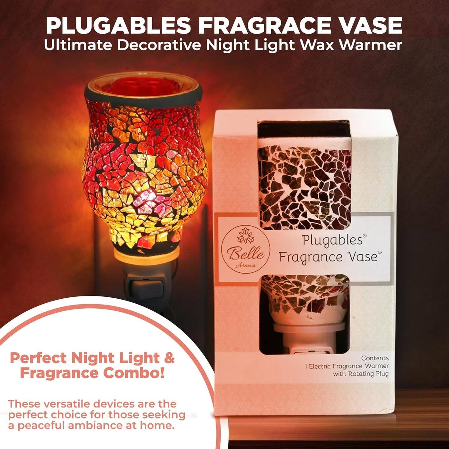 Plugables® Fragrance Vase - Pink/Gold Mosaic Wax Warmer