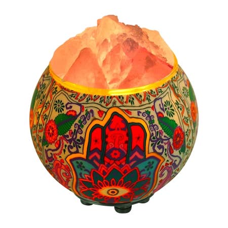 Hamsa Handcrafted Aromatherapy Salt Lamp w/ UL Listed Dimmer