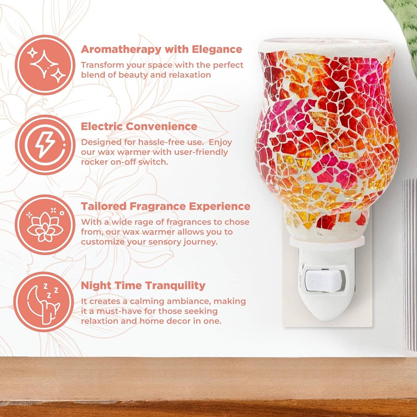 Plugables® Fragrance Vase - Pink/Gold Mosaic Wax Warmer