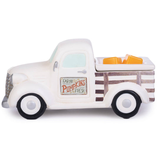White Truck Fragrance & Wax Warmer with Two Holiday Signs