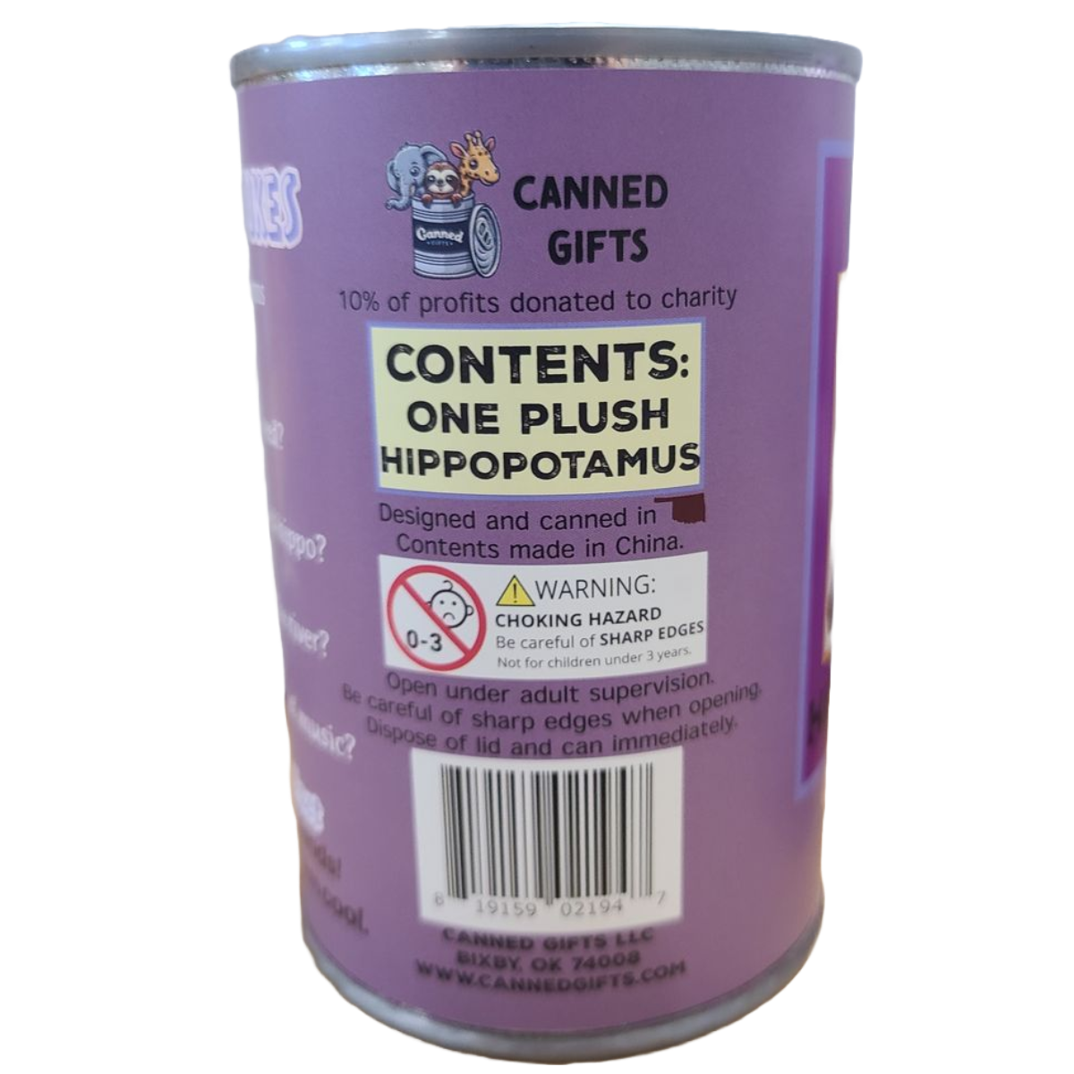 Canned Hippo | Stuffed Animal Plush w/Funny Jokes | Gift