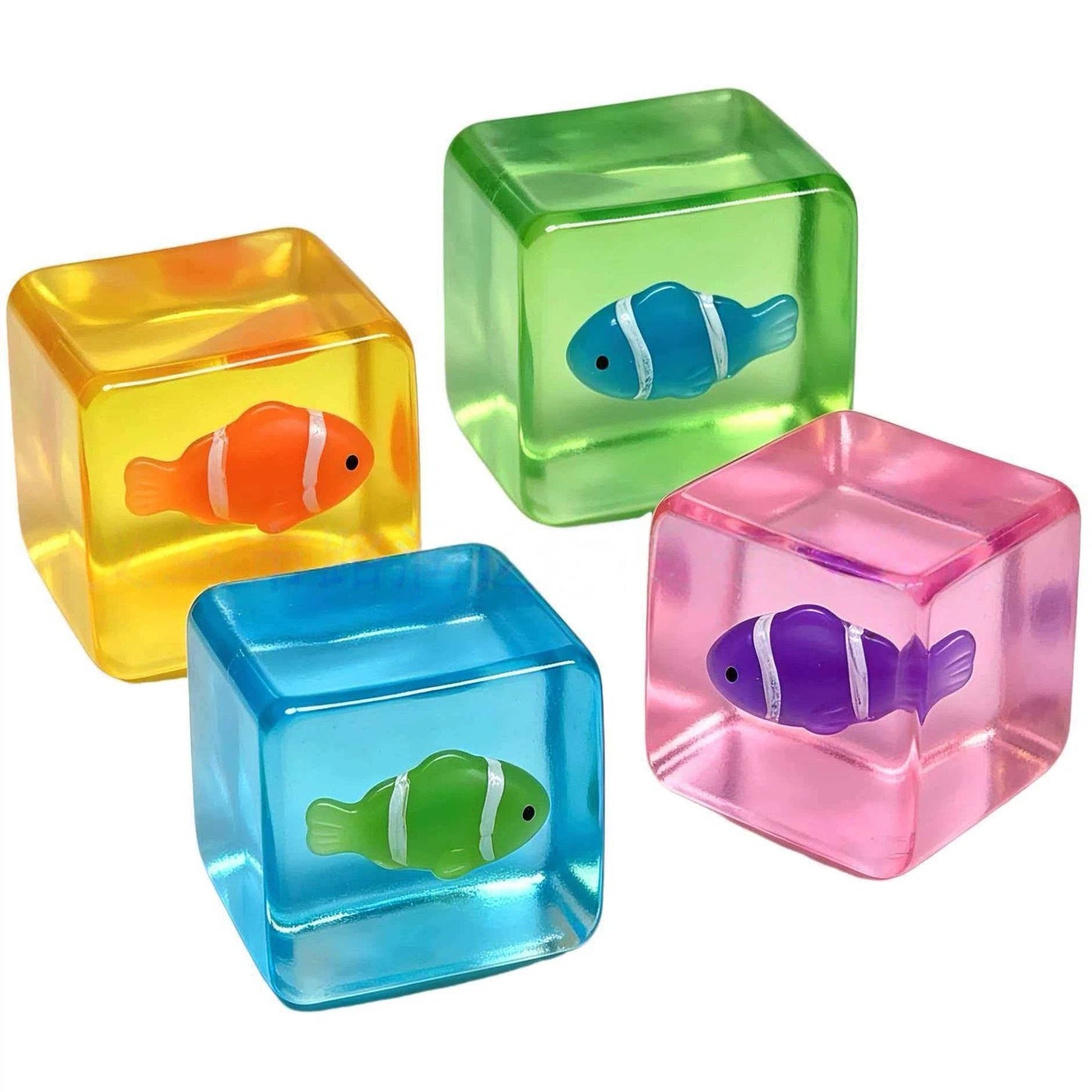 Glow-in-the-Dark Clownfish Ice Cube Squishy Slow Rising Stress Toy