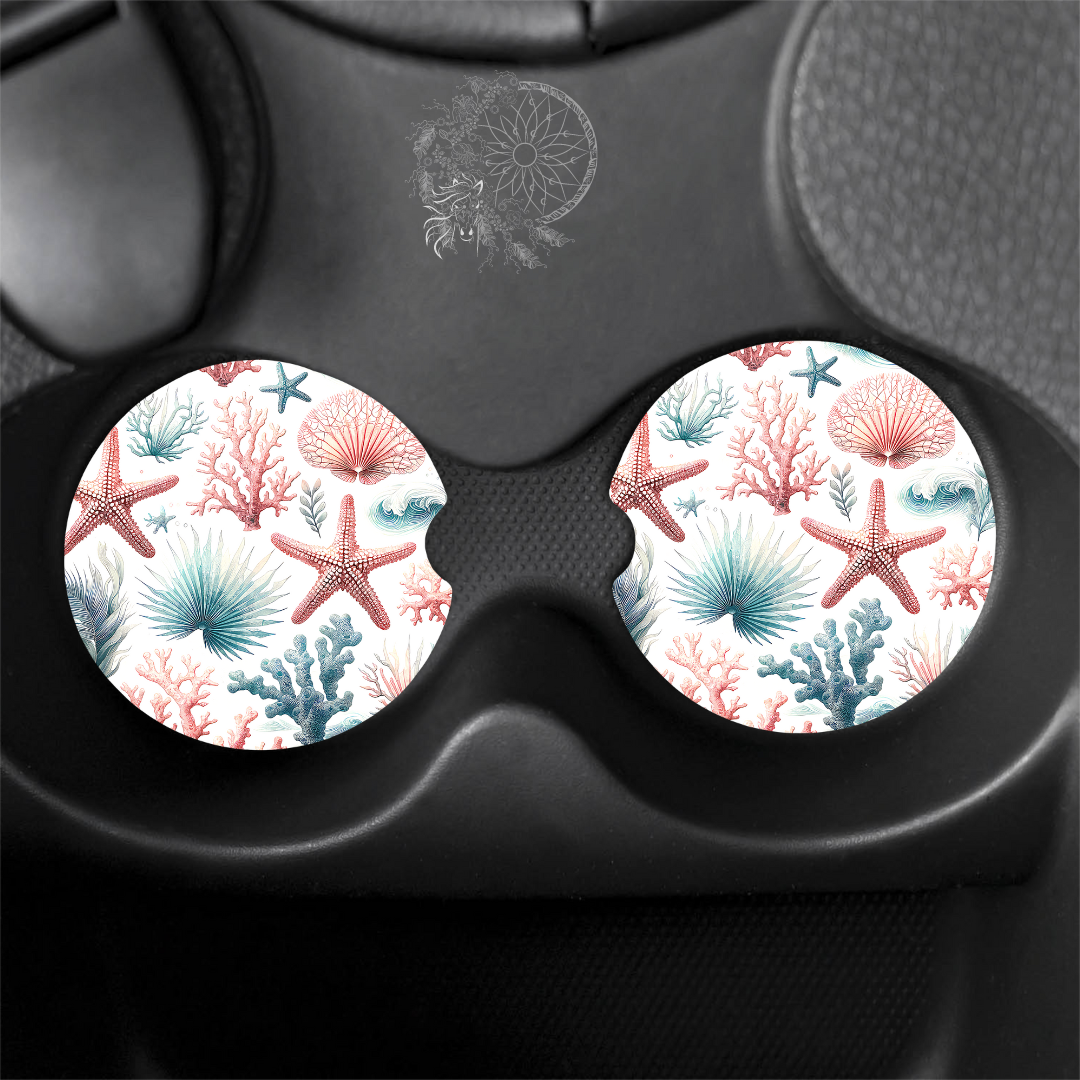Pastel Star Fish - Ocean Life- Marine Animal- Car Coasters