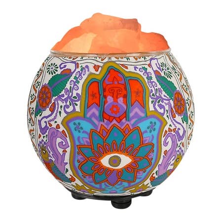 Hamsa Handcrafted Aromatherapy Salt Lamp w/ UL Listed Dimmer