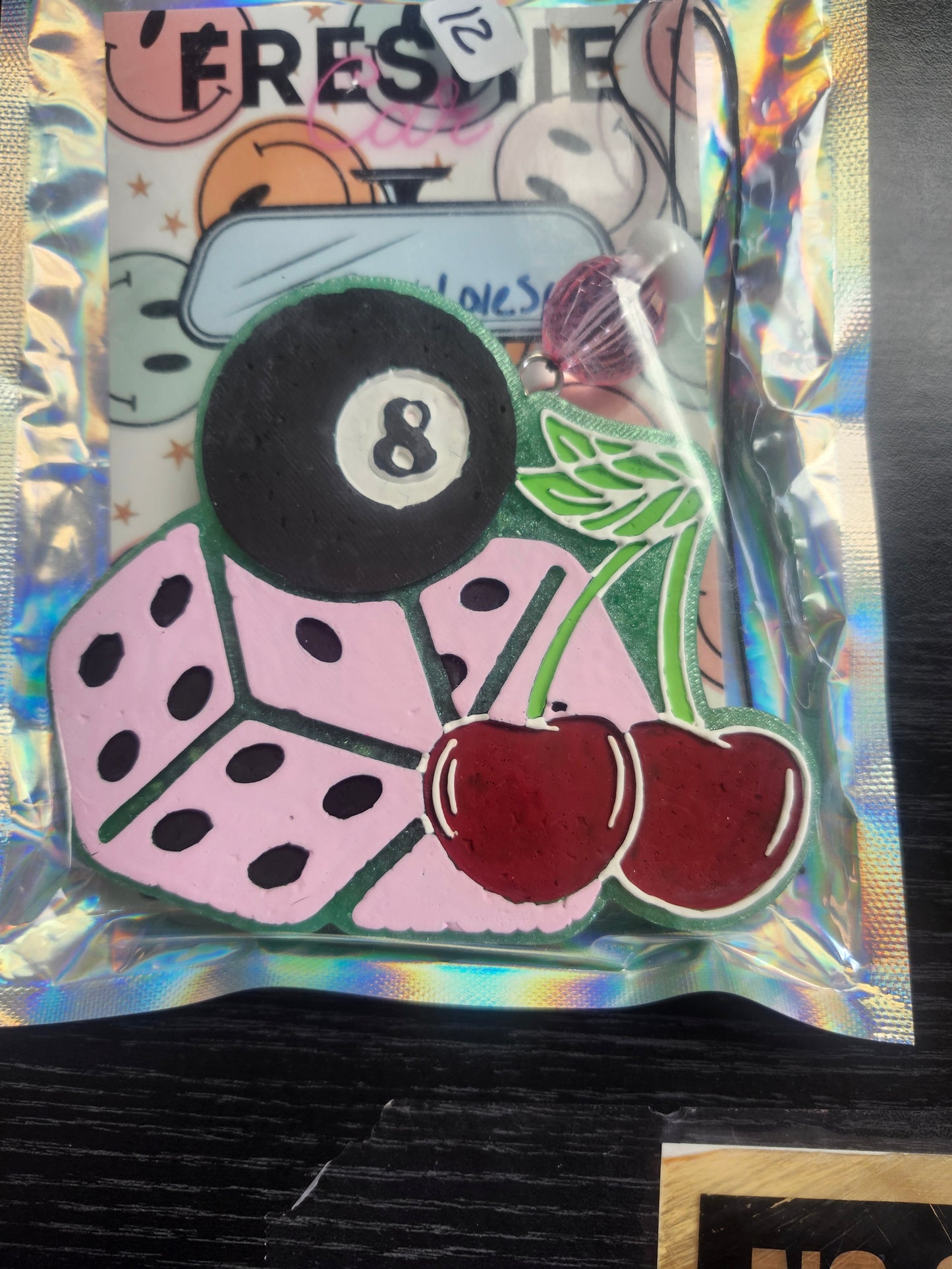 8 ball,dice, cherries car freshie